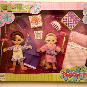 Flatsy Slumber Party Doll Set, 2009 By Schylling, Unopened box has slight damage